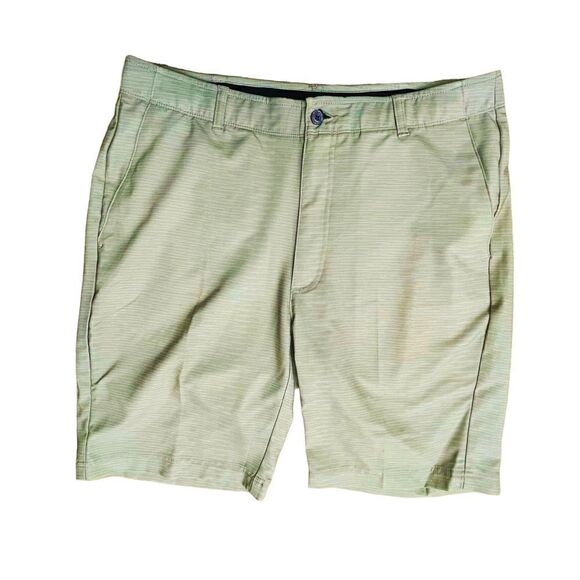 Pebble Beach Golf Tan Silicone Logo Flat Front Packets Men’s Shorts Sz 36x9 NWOT - Picture 1 of 9